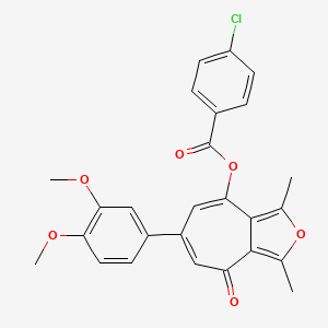 molecular formula C26H21ClO6 B11393885 6-(3,4-dimethoxyphenyl)-1,3-dimethyl-4-oxo-4H-cyclohepta[c]furan-8-yl 4-chlorobenzoate 