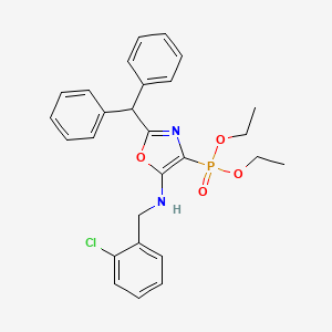 molecular formula C27H28ClN2O4P B11393940 Diethyl {5-[(2-chlorobenzyl)amino]-2-(diphenylmethyl)-1,3-oxazol-4-yl}phosphonate 