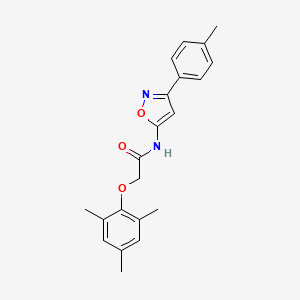 molecular formula C21H22N2O3 B11393945 N-[3-(4-methylphenyl)-1,2-oxazol-5-yl]-2-(2,4,6-trimethylphenoxy)acetamide 