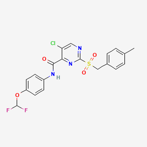 molecular formula C20H16ClF2N3O4S B11393960 5-chloro-N-[4-(difluoromethoxy)phenyl]-2-(4-methylbenzyl)sulfonyl-pyrimidine-4-carboxamide 
