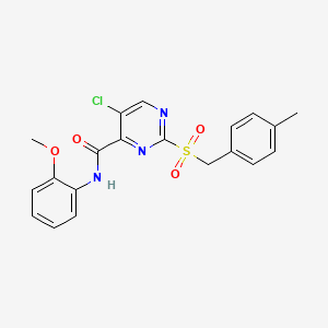 molecular formula C20H18ClN3O4S B11393964 5-chloro-N-(2-methoxyphenyl)-2-[(4-methylbenzyl)sulfonyl]pyrimidine-4-carboxamide 