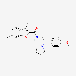 molecular formula C25H30N2O3 B11394531 N-[2-(4-methoxyphenyl)-2-(pyrrolidin-1-yl)ethyl]-3,4,6-trimethyl-1-benzofuran-2-carboxamide 
