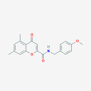 molecular formula C20H19NO4 B11394930 N-(4-methoxybenzyl)-5,7-dimethyl-4-oxo-4H-chromene-2-carboxamide 