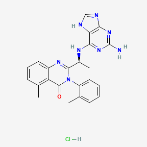 molecular formula C23H23ClN8O B1139508 CAL-130 Hydrochloride 