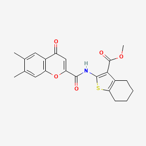 molecular formula C22H21NO5S B11395245 methyl 2-{[(6,7-dimethyl-4-oxo-4H-chromen-2-yl)carbonyl]amino}-4,5,6,7-tetrahydro-1-benzothiophene-3-carboxylate 