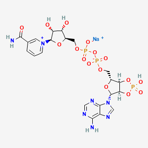 molecular formula C21H25N7NaO16P3 B1139571 Adenosine5'-(trihydrogen diphosphate), cyclic 2',3'-(hydrogen phosphate), P'-->5'-ester with3-(aminocarbonyl)-1-b-D-ribofuranosylpyridinium inner salt, disodium salt CAS No. 100929-77-9