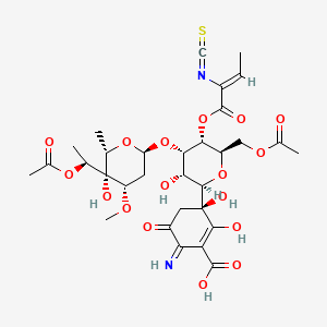 molecular formula C31H40N2O17S B1139574 (3S)-3-[(2R,3R,4S,5R,6R)-4-[(2R,4S,5S,6S)-5-[(1S)-1-acetyloxyethyl]-5-hydroxy-4-methoxy-6-methyloxan-2-yl]oxy-6-(acetyloxymethyl)-3-hydroxy-5-[(Z)-2-isothiocyanatobut-2-enoyl]oxyoxan-2-yl]-2,3-dihydroxy-6-imino-5-oxocyclohexene-1-carboxylic acid CAS No. 101411-67-0