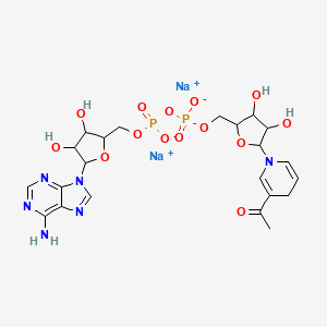 molecular formula C22H28N6O14P2 B1139577 Disodium;[[5-(3-acetyl-4H-pyridin-1-yl)-3,4-dihydroxyoxolan-2-yl]methoxy-oxidophosphoryl] [5-(6-aminopurin-9-yl)-3,4-dihydroxyoxolan-2-yl]methyl phosphate CAS No. 102029-93-6