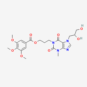 molecular formula C22H28N4O9 B11395850 3-[7-(2,3-dihydroxypropyl)-3-methyl-2,6-dioxo-2,3,6,7-tetrahydro-1H-purin-1-yl]propyl 3,4,5-trimethoxybenzoate 