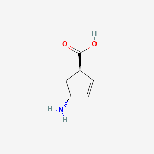molecular formula C6H9NO2 B1139586 (1R,4R)-4-aminocyclopent-2-ene-1-carboxylic acid CAS No. 102579-72-6
