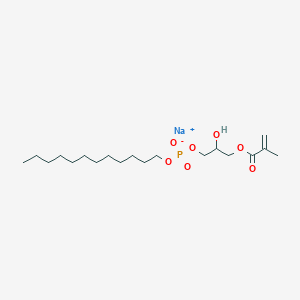 molecular formula C19H36NaO7P B011396 Phosphoric acid dodecyl 2-hydroxy-3-methacryloyloxypropyl(sodium) salt CAS No. 105751-30-2