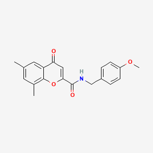 molecular formula C20H19NO4 B11396131 N-(4-methoxybenzyl)-6,8-dimethyl-4-oxo-4H-chromene-2-carboxamide 