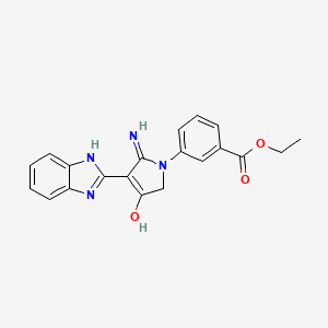 molecular formula C20H18N4O3 B11396158 ethyl 3-[5-amino-4-(1H-benzimidazol-2-yl)-3-oxo-2,3-dihydro-1H-pyrrol-1-yl]benzoate 