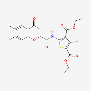 molecular formula C23H23NO7S B11396215 diethyl 5-{[(6,7-dimethyl-4-oxo-4H-chromen-2-yl)carbonyl]amino}-3-methylthiophene-2,4-dicarboxylate 