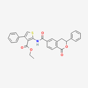 molecular formula C29H23NO5S B11396273 ethyl 2-{[(1-oxo-3-phenyl-3,4-dihydro-1H-isochromen-6-yl)carbonyl]amino}-4-phenylthiophene-3-carboxylate 