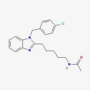 molecular formula C21H24ClN3O B11396289 N-{5-[1-(4-chlorobenzyl)-1H-benzimidazol-2-yl]pentyl}acetamide 