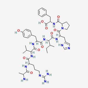 2-[[1-[2-[[2-[[2-[[2-[[2-(2-aminopropanoylamino)-5-(diaminomethylideneamino)pentanoyl]amino]-3-methylbutanoyl]amino]-3-(4-hydroxyphenyl)propanoyl]amino]-3-methylpentanoyl]amino]-3-(1H-imidazol-5-yl)propanoyl]pyrrolidine-2-carbonyl]amino]-3-phenylpropanoic acid