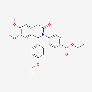 molecular formula C28H29NO6 B11396321 ethyl 4-[1-(4-ethoxyphenyl)-6,7-dimethoxy-3-oxo-3,4-dihydroisoquinolin-2(1H)-yl]benzoate 