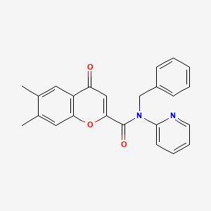 molecular formula C24H20N2O3 B11396359 N-benzyl-6,7-dimethyl-4-oxo-N-(pyridin-2-yl)-4H-chromene-2-carboxamide 