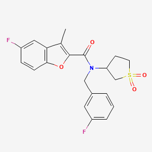 molecular formula C21H19F2NO4S B11396386 N-(1,1-dioxidotetrahydrothiophen-3-yl)-5-fluoro-N-(3-fluorobenzyl)-3-methyl-1-benzofuran-2-carboxamide 