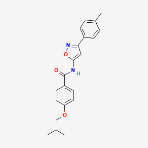 molecular formula C21H22N2O3 B11396393 N-[3-(4-methylphenyl)-1,2-oxazol-5-yl]-4-(2-methylpropoxy)benzamide 