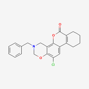 molecular formula C22H20ClNO3 B11396433 3-benzyl-12-chloro-3,4,7,8,9,10-hexahydro-2H,6H-benzo[3,4]chromeno[8,7-e][1,3]oxazin-6-one 
