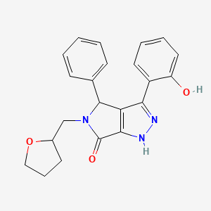 molecular formula C22H21N3O3 B11396441 3-(2-hydroxyphenyl)-4-phenyl-5-(tetrahydrofuran-2-ylmethyl)-4,5-dihydropyrrolo[3,4-c]pyrazol-6(1H)-one 