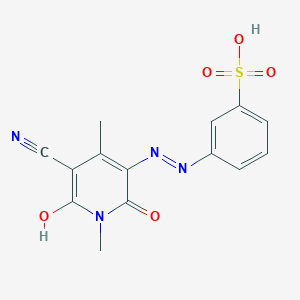 B1139645 3-(5-Cyano-2-hydroxy-1,4-dimethyl-6-oxo-1,6-dihydropyridin-3-ylazo)benzenesulfonic acid CAS No. 102056-35-9
