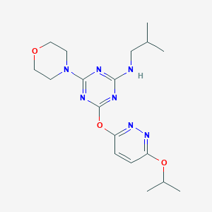 molecular formula C18H27N7O3 B11396452 N-(2-methylpropyl)-4-(morpholin-4-yl)-6-{[6-(propan-2-yloxy)pyridazin-3-yl]oxy}-1,3,5-triazin-2-amine 