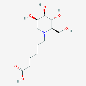 molecular formula C₁₂H₂₃NO₆ B1139653 6-[(2R,3R,4R,5R)-3,4,5-trihydroxy-2-(hydroxymethyl)piperidin-1-yl]hexanoic acid CAS No. 104154-10-1