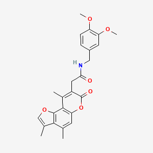 molecular formula C25H25NO6 B11396674 N-(3,4-dimethoxybenzyl)-2-(3,4,9-trimethyl-7-oxo-7H-furo[2,3-f]chromen-8-yl)acetamide 