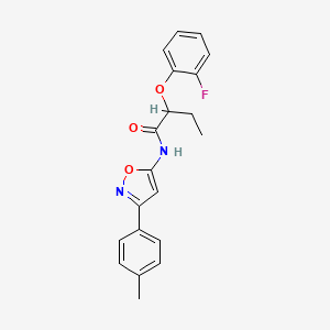 molecular formula C20H19FN2O3 B11396696 2-(2-fluorophenoxy)-N-[3-(4-methylphenyl)-1,2-oxazol-5-yl]butanamide 