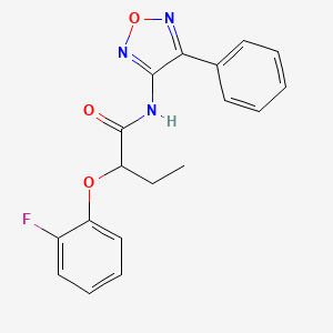 molecular formula C18H16FN3O3 B11396716 2-(2-fluorophenoxy)-N-(4-phenyl-1,2,5-oxadiazol-3-yl)butanamide 