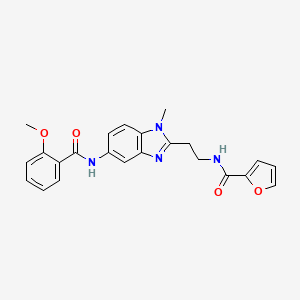 molecular formula C23H22N4O4 B11396785 N-[2-(5-{[(2-methoxyphenyl)carbonyl]amino}-1-methyl-1H-benzimidazol-2-yl)ethyl]furan-2-carboxamide 