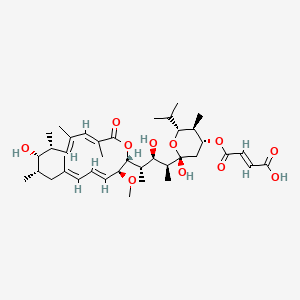 molecular formula C39H60O11 B1139682 (E)-4-[(2R,4R,5S,6R)-2-hydroxy-2-[(2S,3R,4S)-3-hydroxy-4-[(2R,3S,4E,6E,9S,10S,11R,12E,14E)-10-hydroxy-3-methoxy-7,9,11,13,15-pentamethyl-16-oxo-1-oxacyclohexadeca-4,6,12,14-tetraen-2-yl]pentan-2-yl]-5-methyl-6-propan-2-yloxan-4-yl]oxy-4-oxobut-2-enoic acid CAS No. 303009-07-6
