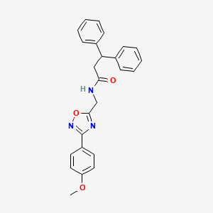 molecular formula C25H23N3O3 B11396829 N-{[3-(4-methoxyphenyl)-1,2,4-oxadiazol-5-yl]methyl}-3,3-diphenylpropanamide 