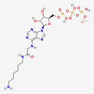 molecular formula C18H31LiN7O14P3 B1139689 N6-([6-Aminohexyl]carbamoyl-methyl)adenosine 5'-triphosphate lithium salt CAS No. 102185-24-0