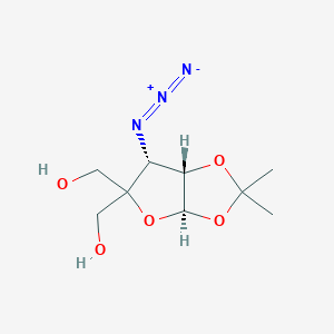 molecular formula C₉H₁₅N₃O₅ B1139695 3-Azido-3-deoxy-4-hydroxy-methyl-1,2-O-isopropylidene-alpha-D-ribofuranose CAS No. 247025-10-1