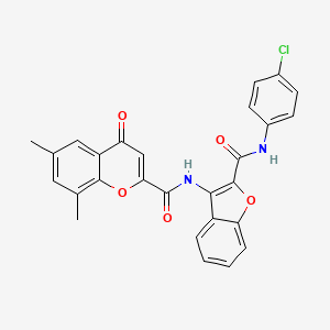 molecular formula C27H19ClN2O5 B11396953 N-{2-[(4-chlorophenyl)carbamoyl]-1-benzofuran-3-yl}-6,8-dimethyl-4-oxo-4H-chromene-2-carboxamide 