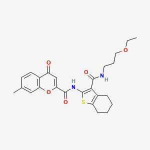 molecular formula C25H28N2O5S B11396961 N-{3-[(3-ethoxypropyl)carbamoyl]-4,5,6,7-tetrahydro-1-benzothiophen-2-yl}-7-methyl-4-oxo-4H-chromene-2-carboxamide 