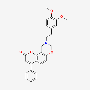 molecular formula C27H25NO5 B11396967 9-[2-(3,4-dimethoxyphenyl)ethyl]-4-phenyl-9,10-dihydro-2H,8H-chromeno[8,7-e][1,3]oxazin-2-one 