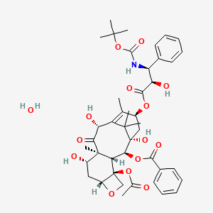 molecular formula C43H55NO15 B1139701 [(1S,2S,3R,4S,7R,9S,10S,12R,15S)-4-Acetyloxy-1,9,12-trihydroxy-15-[(2R,3S)-2-hydroxy-3-[(2-methylpropan-2-yl)oxycarbonylamino]-3-phenylpropanoyl]oxy-10,14,17,17-tetramethyl-11-oxo-6-oxatetracyclo[11.3.1.03,10.04,7]heptadec-13-en-2-yl] benzoate;hydrate CAS No. 700367-34-6