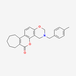molecular formula C24H25NO3 B11397059 3-(4-methylbenzyl)-3,4,8,9,10,11-hexahydro-2H-cyclohepta[3,4]chromeno[8,7-e][1,3]oxazin-6(7H)-one 
