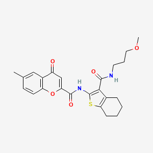 molecular formula C24H26N2O5S B11397062 N-{3-[(3-methoxypropyl)carbamoyl]-4,5,6,7-tetrahydro-1-benzothiophen-2-yl}-6-methyl-4-oxo-4H-chromene-2-carboxamide 