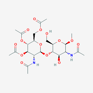 molecular formula C₂₃H₃₆N₂O₁₄ B1139716 Methyl 2-acetamido-4-O-(2-acetamido-3,4,6-tri-O-acetyl-2-deoxy-b-D-glucopyranosyl)-2-deoxy-b-D-glucopyranoside CAS No. 97242-82-5