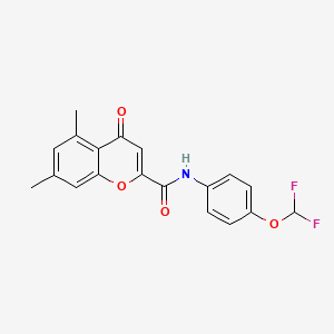 molecular formula C19H15F2NO4 B11397213 N-[4-(difluoromethoxy)phenyl]-5,7-dimethyl-4-oxo-4H-chromene-2-carboxamide 