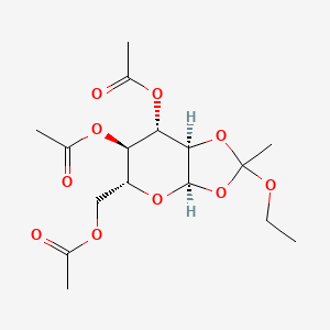 molecular formula C₁₆H₂₄O₁₀ B1139724 [(3aR,5R,6R,7S,7aR)-6,7-diacetyloxy-2-ethoxy-2-methyl-5,6,7,7a-tetrahydro-3aH-[1,3]dioxolo[4,5-b]pyran-5-yl]methyl acetate CAS No. 3254-17-9