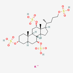 molecular formula C₂₄H₃₈K₄O₁₆S₄ B1139727 Petromyzonol-3,7,12,21-tetrasulfate CAS No. 384342-62-5