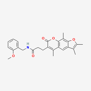 molecular formula C26H27NO5 B11397280 N-(2-methoxybenzyl)-3-(2,3,5,9-tetramethyl-7-oxo-7H-furo[3,2-g]chromen-6-yl)propanamide 