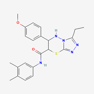 molecular formula C22H25N5O2S B11397286 N-(3,4-dimethylphenyl)-3-ethyl-6-(4-methoxyphenyl)-6,7-dihydro-5H-[1,2,4]triazolo[3,4-b][1,3,4]thiadiazine-7-carboxamide 